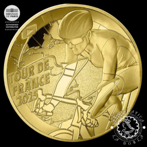 2025 - 1/4 Oz Oro PROOF - Tour de Francia - Mapa de Etapas - FRANCIA