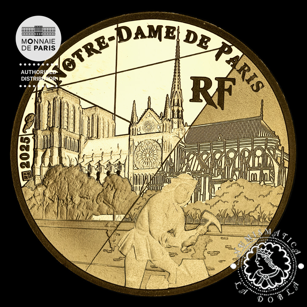 2025 – 1/4 Oz Gold PROOF – Unesco Notre Dame de Paris Cathedral – FRANCIA