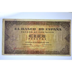 1938 - 100 PESETAS - BURGOS - PICK 113 Serie A - MBC
