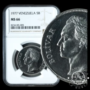 1977 - PRUEBA 5 BOLÍVARES - VENEZUELA - Madrid - NGC MS66