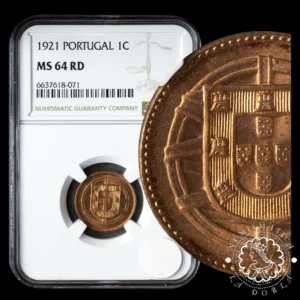 1921 - 1 CENTAVO - PORTUGAL - Lisboa - NGC MS64 RB