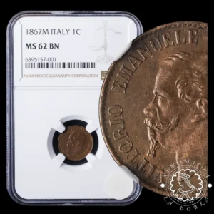 1867 - 1 CÉNTIMO - ITALIA - Milán - NGC MS62 BN