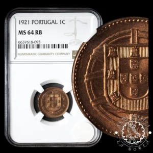 1921 - 1 CENTAVO - PORTUGAL - Lisboa - NGC MS64 RB