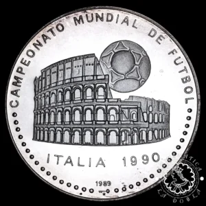 1989 - 5 PESOS Plata PROOF - Campeonato Mundial de Fútbol - Italia 1990 - CUBA