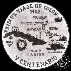 1990 - 10 PESOS Plata PROOF - V Centenario - Viaje Colón - CUBA