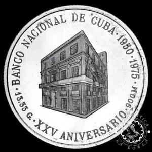 1975 - 5 PESOS Plata PROOF - Banco Nacional de Cuba - CUBA