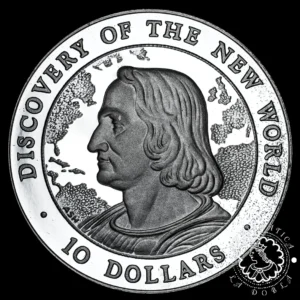 1990 - 10 DOLLARS Plata PROOF - Discovery of the New World - BAHAMAS