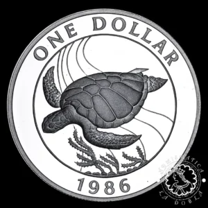 1986 - 1 DOLLAR Plata PROOF - WWF - BERMUDA