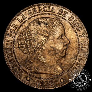 1868 - 1/2 CÉNTIMO de ESCUDO - Isabel II - Barcelona - SC
