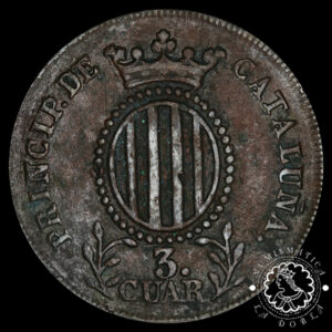 1839 - 3 CUARTOS - Isabel II - Barcelona - EBC-