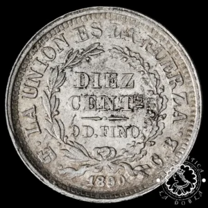 1890 - 10 CENTAVOS - BOLIVIA - Potosí CB - EBC (Variante con ornamento)
