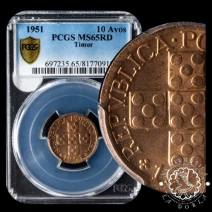 1951 - 10 AVOS - TIMOR - Lisboa - PCGS MS65 RD