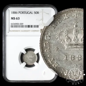 1886 - 50 REIS - Luis I - PORTUGAL - Lisboa - NGC MS63