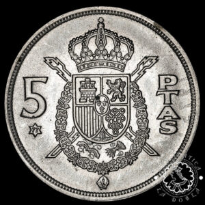 1975 *77 - 5 PESETAS - Juan Carlos I - Reverso Girado 90º - SC