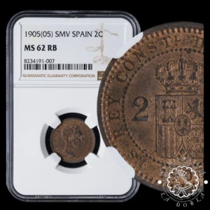 1905 *05 - 2 CÉNTIMOS - Alfonso XIII - SM V - NGC MS62 RB