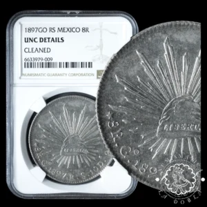 1897 - 8 REALES - MÉXICO - Guanajuato RS - NGC UNC Details