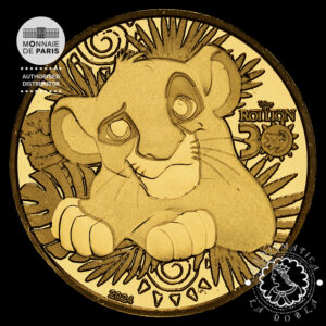 2024 - 5 EURO Oro PROOF - Disney El Rey León - FRANCIA