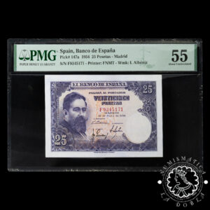 1954 - 25 PESETAS - Albéniz - Pick 147a Serie F - PMG 55
