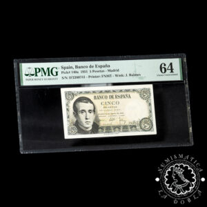 1951 - 5 PESETAS - Balmes - Pick 140a Serie 1F - PMG 64