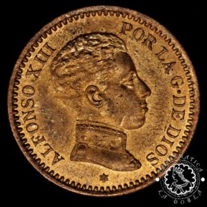 1904 *04 - 2 CÉNTIMOS - Alfonso XIII - SM V - 0 Partido + Oreja Rayada - EBC+