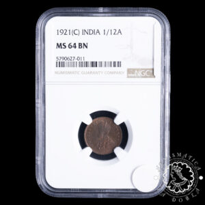 1921 - 1/12 ANNA - Jorge V - INDIA - Calcuta - NGC MS64 BN