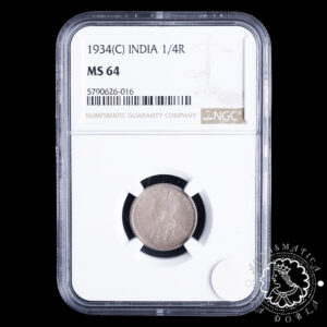 1934 - 1/4 RUPEE - Jorge V - INDIA - Calcuta - NGC MS64