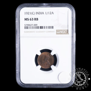1921 - 1/12 ANNA - Jorge V - INDIA - Calcuta - NGC MS63 RB