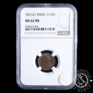1921 - 1/12 ANNA - Jorge V - INDIA - Calcuta - NGC MS62 RB