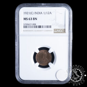 1921 - 1/12 ANNA - Jorge V - INDIA - Calcuta - NGC MS63 BN