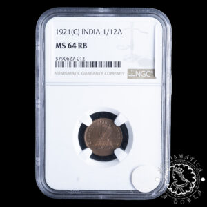 1921 - 1/12 ANNA - Jorge V - INDIA - Calcuta - NGC MS64 RB