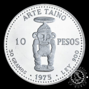 1975 - 10 PESOS Plata PROOF - Mina Pueblo Viejo - REPÚBLICA DOMINICANA