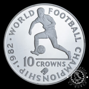 1982 - 10 CROWNS Plata PROOF - World Football Championship - TURCOS y CAICOS