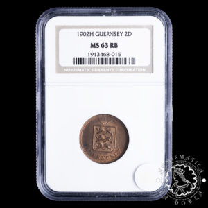 1902 - 2 DOUBLES - Eduardo VII - GUERNSEY H - NGC MS63 RB