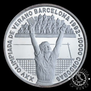 1990 - 10000 CÓRDOBAS Plata PROOF - XXV Olimpiadas Barcelona - Tenis - NICARAGUA