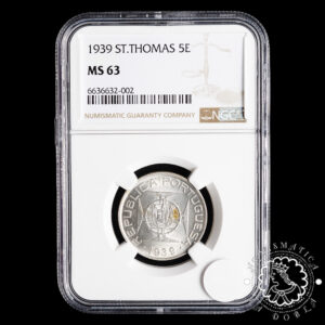 1939 - 5 ESCUDOS - SANTO TOMÉ y PRÍNCIPE - Lisboa - NGC MS63