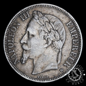 1869 - 5 FRANCOS - Napoleón III - FRANCIA - Estrasburgo - MBC