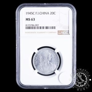 1945 - 20 CENTIMES - INDOCHINA Francesa - París - NGC MS63