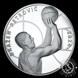 2024 - 8 EURO 5 Oz Plata PROOF - Drazen Petrovic - CROACIA