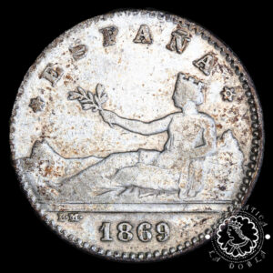 1869 *69 - 50 CÉNTIMOS - Gobierno Provisional - SN M - MBC-