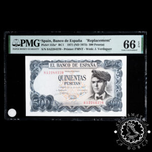 1971 - 500 PESETAS - Verdaguer - Pick 153a Serie 9A - PMG 66 EPQ
