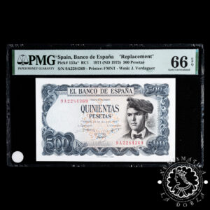 1971 - 500 PESETAS - Verdaguer - Pick 153a Serie 9A - PMG 66 EPQ