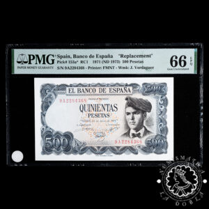 1971 - 500 PESETAS - Verdaguer - Pick 153a Serie 9A - PMG 66 EPQ