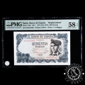 1971 - 500 PESETAS - Verdaguer - Pick 153a Serie 9A - PMG 58 EPQ