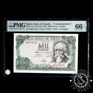 1971 - 1000 PESETAS - Echegaray - Pick 154 Serie 4Q - PMG 66 EPQ