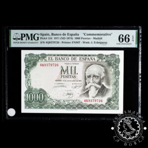 1971 - 1000 PESETAS - Echegaray - Pick 154 Serie 4Q - PMG 66 EPQ