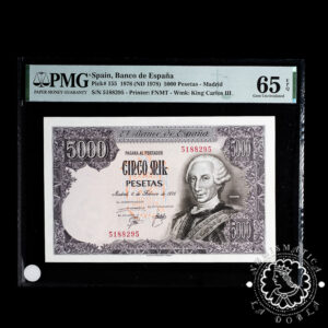 1976 - 5000 PESETAS - Carlos III - Pick 155 Sin Serie - PMG 65 EPQ
