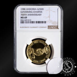 1988 - 250 DINERS PROOF - 700th Aniversario Segon Pareatge - NGC MS69