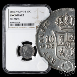 1885 - 10 CENTAVOS de PESO - Alfonso XII - MANILA - NGC UNC Details