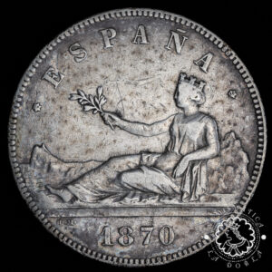 1870 *70 - 5 PESETAS - Gobierno Provisional - SN M - MBC+
