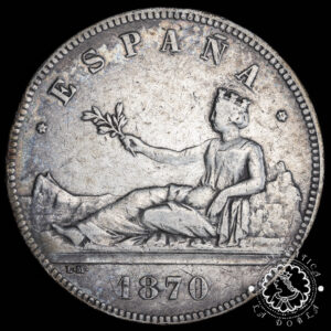 1870 *70 - 5 PESETAS - Gobierno Provisional - SN M - MBC+
